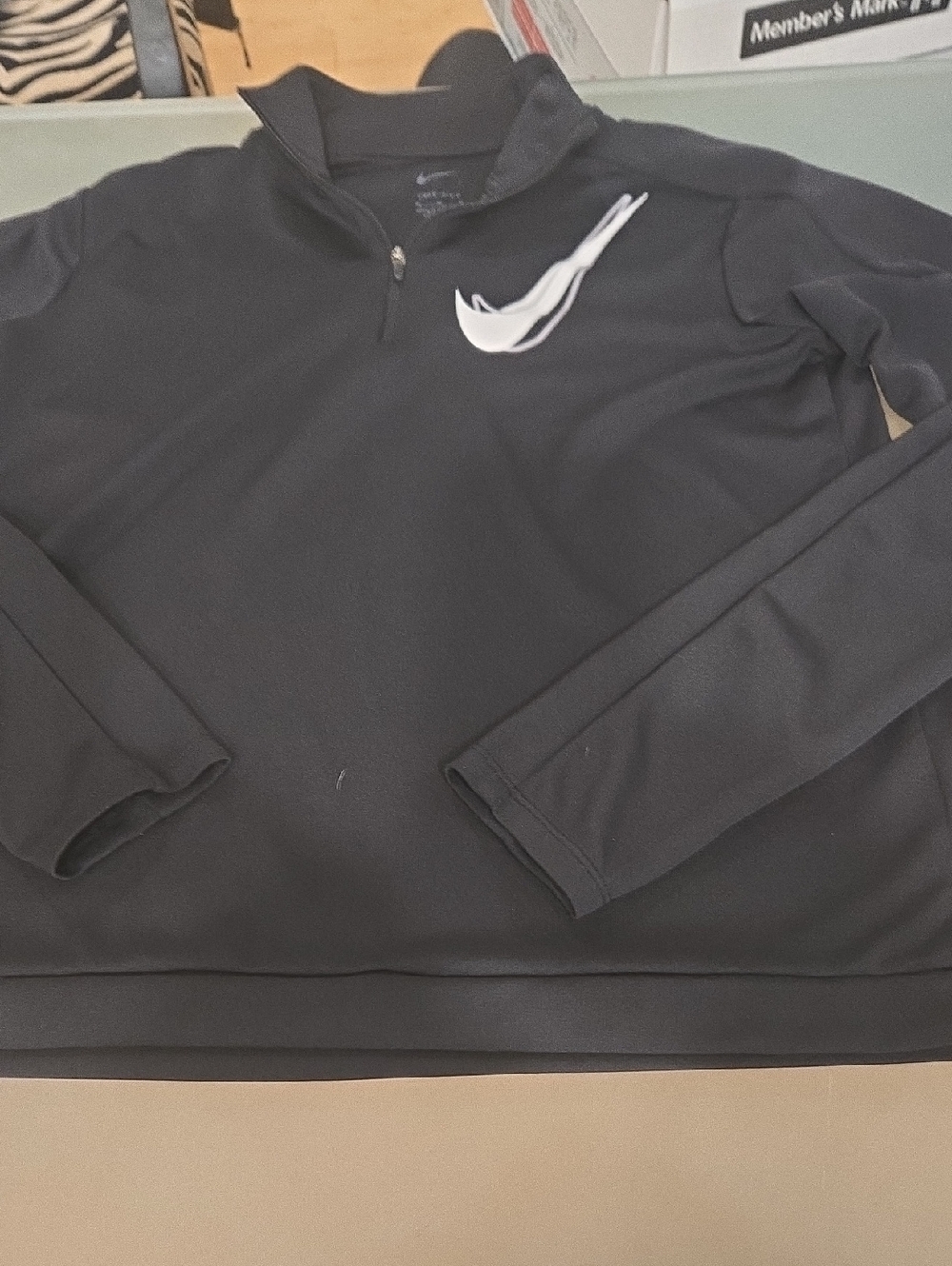 Nike Black Men's Quarter-Zip Performance Pullover with White Swoosh